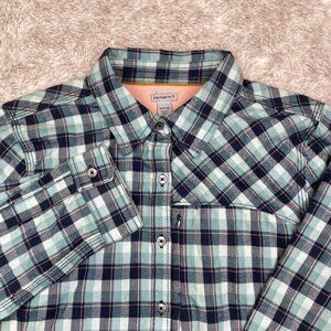 Carhartt Force Long Sleeve Button Shirt Womens M(8-10) Plaid Vented Hiking Gorp